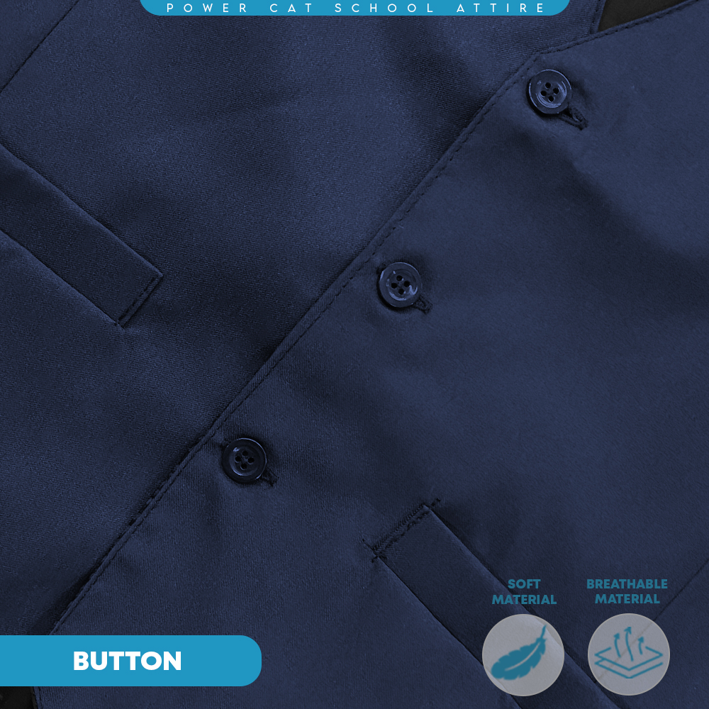 POWER CAT Vest Sekolah Biru Gelap | Size S-6XL | Navy Blue School Uniform Vest - Image 7