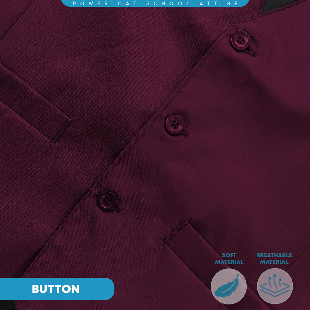 POWER CAT Vest Sekolah Merun | Size S-6XL | Maroon School Uniform Vest - Image 7