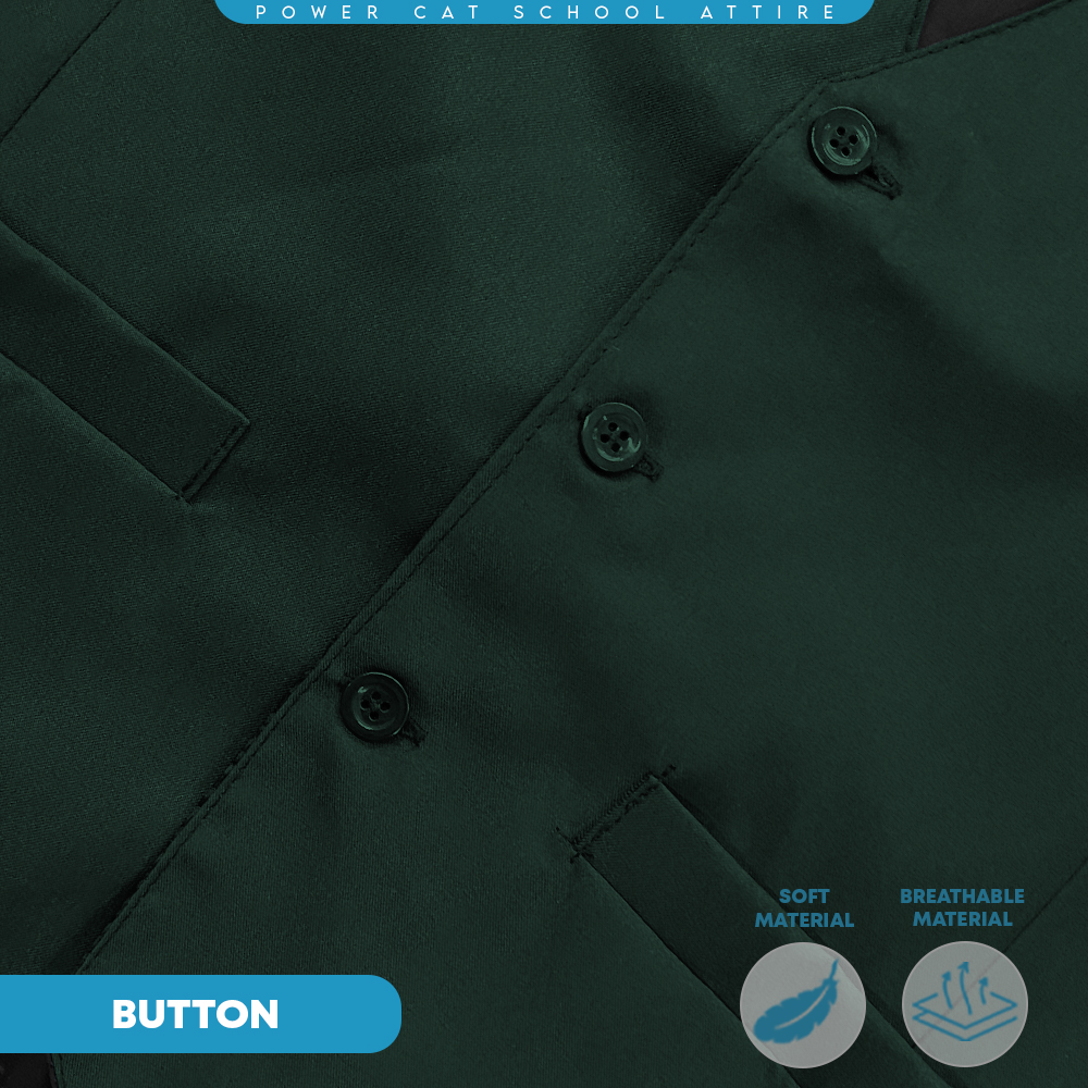 POWER CAT Vest Sekolah Hijau Tua | Size S-6XL | Dark Green School Uniform Vest - Image 7