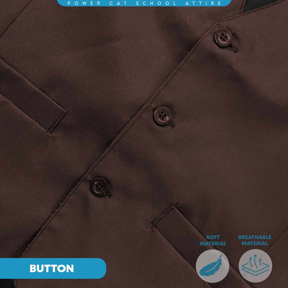 POWER CAT Vest Sekolah Coklat | Size S-6XL | Brown School Uniform Vest - Image 7