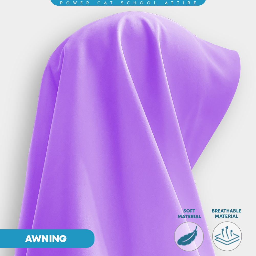 POWER CAT Tudung Sekolah Ungu 2Lapis Licin  | Size S-2XL | Purple Koshibo School Uniform Tudung