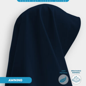 POWER CAT Tudung Sekolah Biru Gelap 2Lapis Licin  | Size S-2XL | Navy Blue Koshibo School Uniform Tudung - Image 6