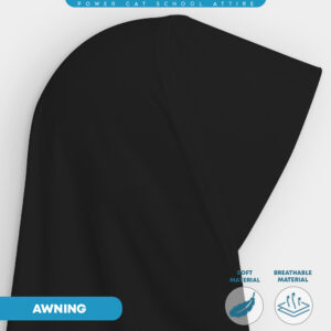 POWER CAT Tudung Sekolah Hitam Selapis Owning Lembut | Size XS-L | Black Colour School Uniform Tudung One Layer - Image 6