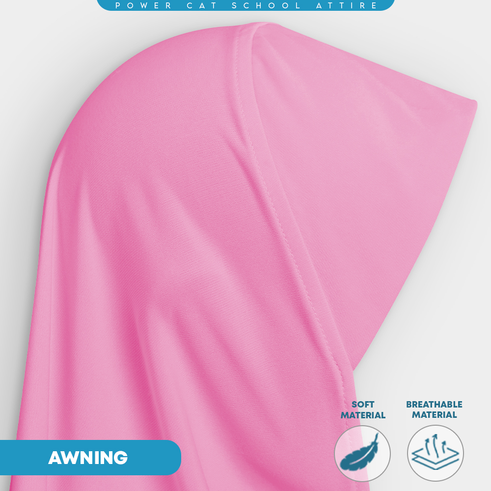 POWER CAT Tudung Sekolah Merah Jambu Selapis Owning Lembut | Size XS-L | Pink Colour School Uniform Tudung One Layer
