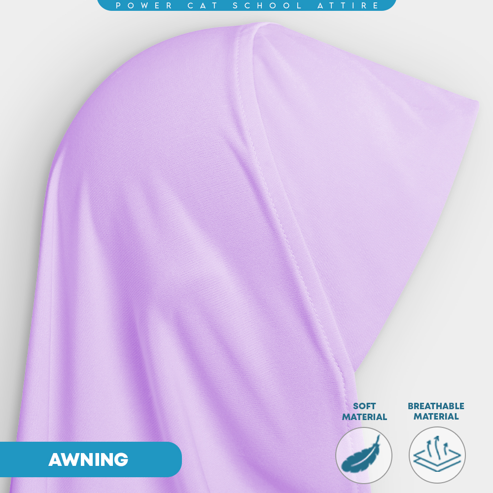 POWER CAT Tudung Sekolah Ungu Selapis Owning Lembut | Size XS-L | Purple Colour School Uniform Tudung One Layer