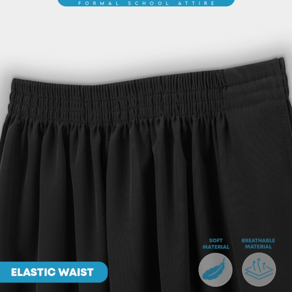 POWER CAT Kain Kurung Sekolah Hitam Licin Susun Tepi | Size 26-2XL | Black School Uniform Koshibo Kurung Skirt