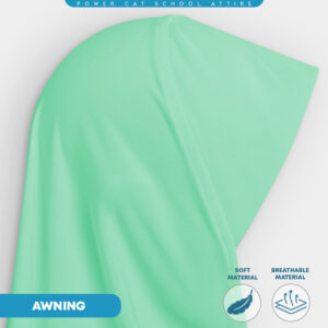 POWER CAT Tudung Sekolah Hijau Muda Selapis Owning Lembut | Size XS-L | Green Colour School Uniform Tudung One Layer - Image 6