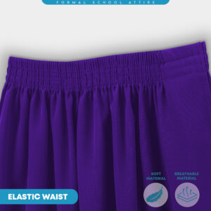 POWER CAT Kain Kurung Sekolah Ungu Licin Susun Tepi | Size 26-2XL | Purple School Uniform Koshibo Kurung Skirt - Image 6