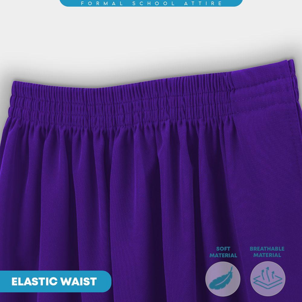 POWER CAT Kain Kurung Sekolah Ungu Licin Susun Tepi | Size 26-2XL | Purple School Uniform Koshibo Kurung Skirt - Image 6