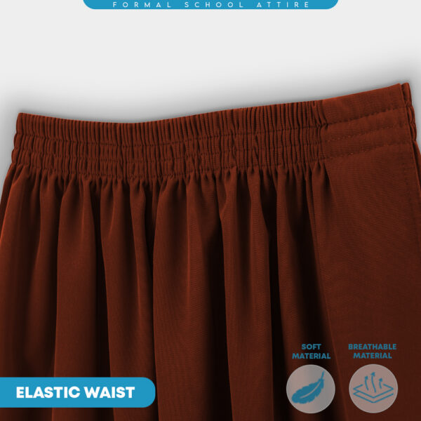 POWER CAT Kain Kurung Sekolah Coklat Licin Susun Tepi | Size 26-2XL | Brown School Uniform Koshibo Kurung Skirt