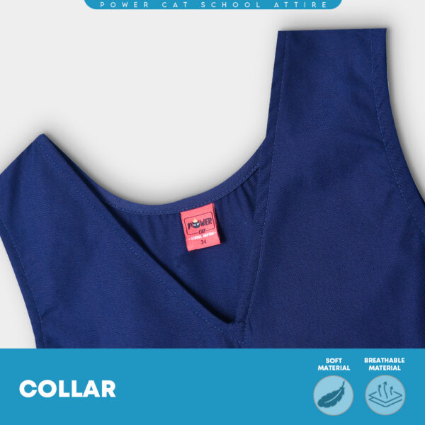 POWER CAT Pinafore Sekolah Rendah Biru Gelap SRK Cotton | Size: 24-46 | Girls School Uniform Pinafore Navy Blue