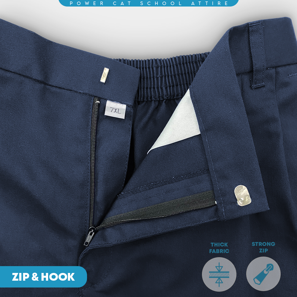POWER CAT Seluar Pendek Sekolah Biru Gelap SRK | Size M-8XL | Navy Blue School Uniform Short Pants | Seluar Sekolah Rendah Lelaki - Image 6