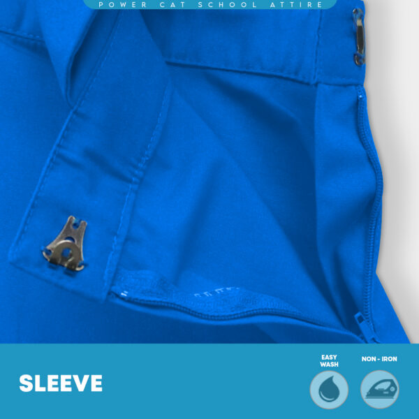 POWER CAT Pinafore Sekolah Menengah Perempuan Biru SMK Cotton | Size: 24-46 | Girls School Uniform Pinafore Blue SMK
