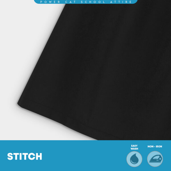 POWER CAT Kain Kurung Sekolah Hitam Koshibo Susun Belakang | Size 28-3XL | Black School Uniform Kurung Skirt with Zip