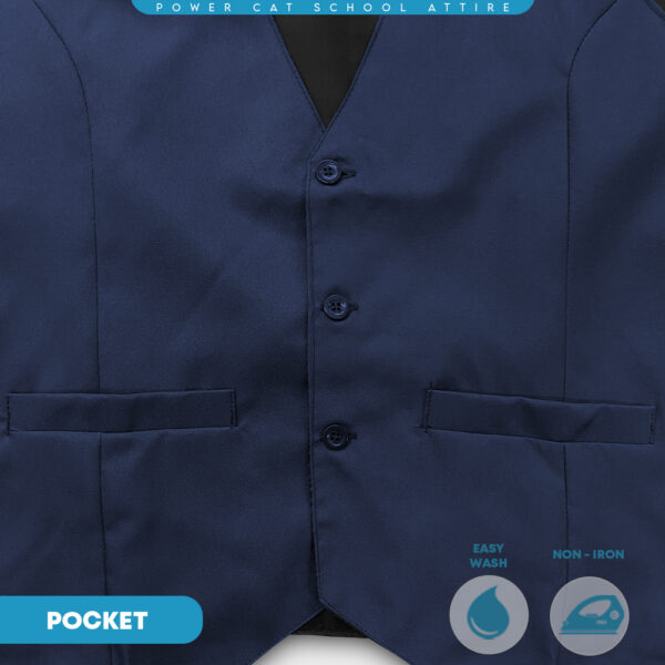 POWER CAT Vest Sekolah Biru Gelap | Size S-6XL | Navy Blue School Uniform Vest