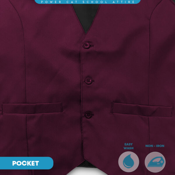 POWER CAT Vest Sekolah Merun | Size S-6XL | Maroon School Uniform Vest