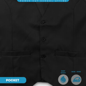 POWER CAT Vest Sekolah Hitam | Size S-6XL | Black School Uniform Vest - Image 6