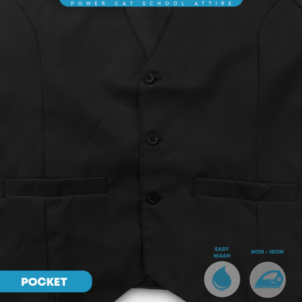 POWER CAT Vest Sekolah Hitam | Size S-6XL | Black School Uniform Vest