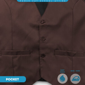 POWER CAT Vest Sekolah Coklat | Size S-6XL | Brown School Uniform Vest - Image 6