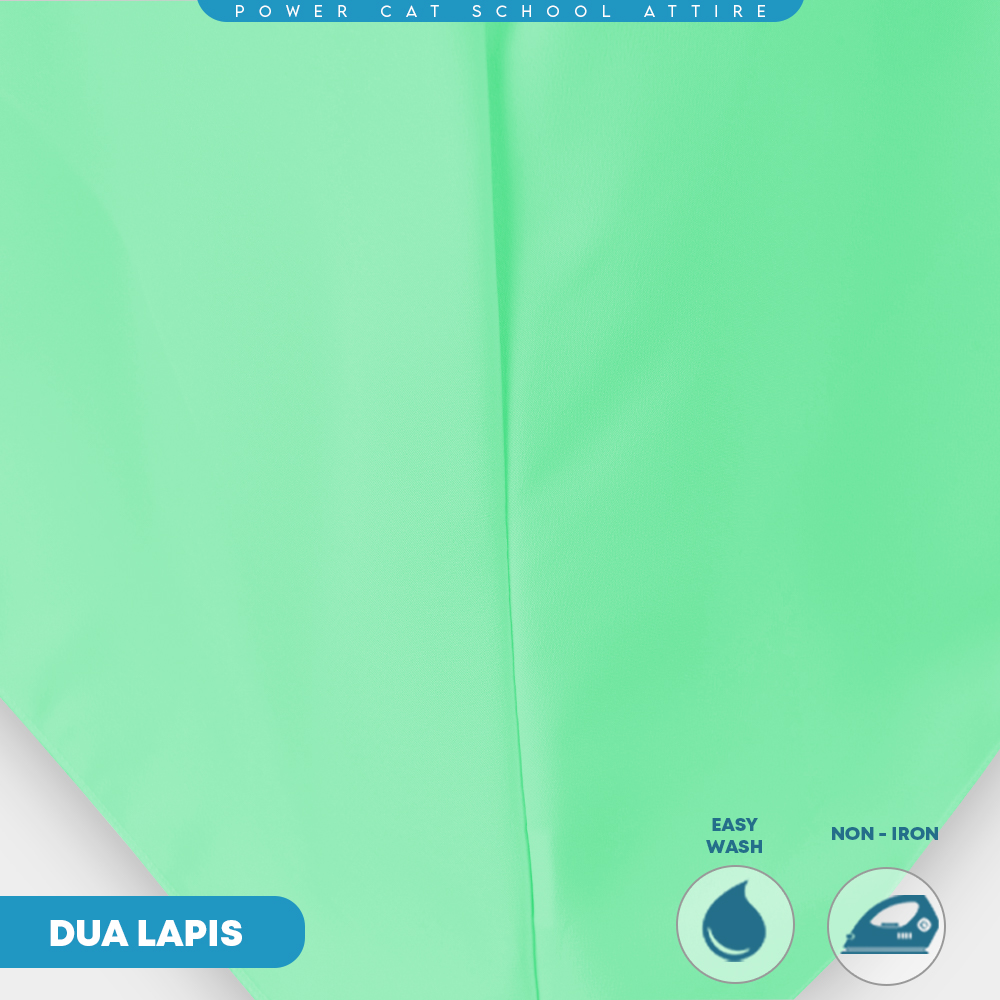 POWER CAT Tudung Sekolah Hijau Muda 2Lapis Licin | Size S-2XL | Green Koshibo School Uniform Tudung