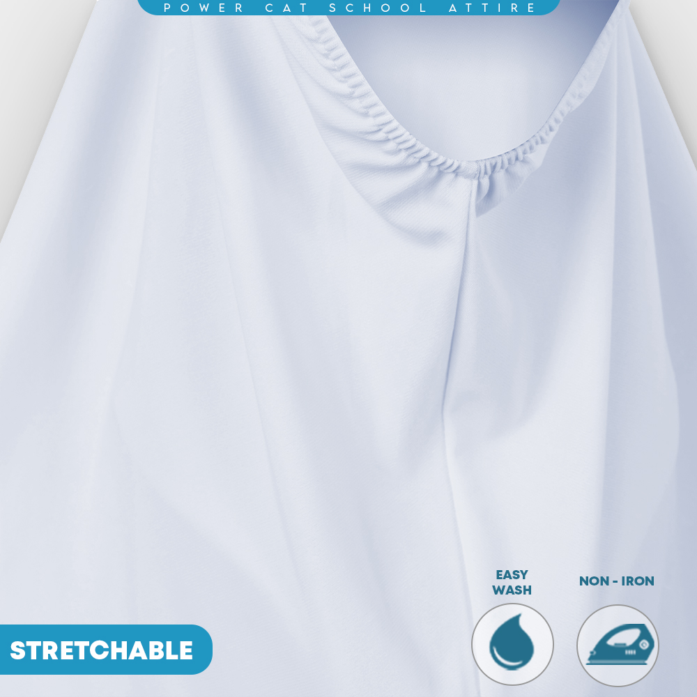 POWER CAT Tudung Putih Nila Sekolah Selapis Lycra | Size XS-L | School Uniform Tudung