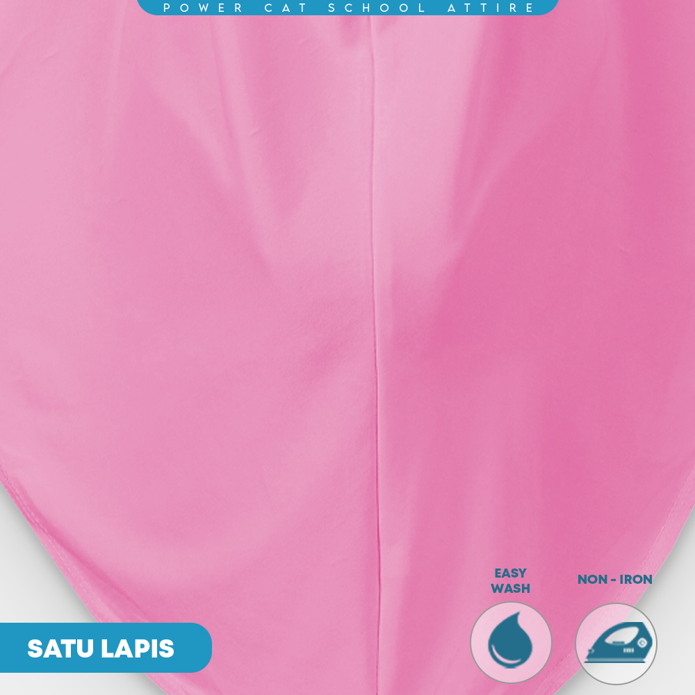 POWER CAT Tudung Sekolah Merah Jambu Selapis Owning Lembut | Size XS-L | Pink Colour School Uniform Tudung One Layer