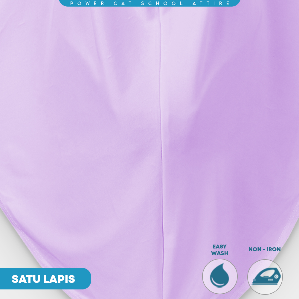 POWER CAT Tudung Sekolah Ungu Selapis Owning Lembut | Size XS-L | Purple Colour School Uniform Tudung One Layer