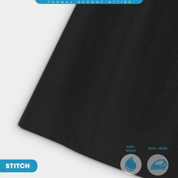 POWER CAT Kain Kurung Sekolah Hitam Licin Susun Tepi | Size 26-2XL | Black School Uniform Koshibo Kurung Skirt