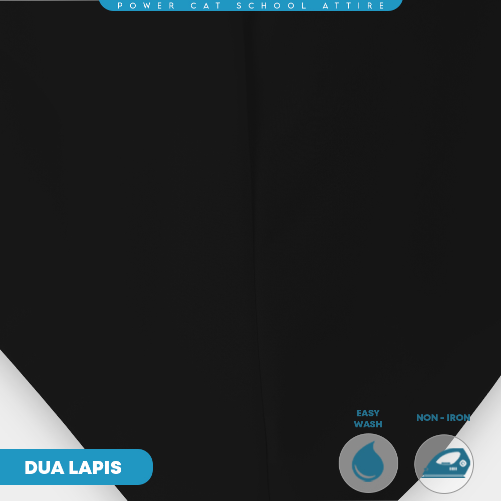 POWER CAT Tudung Hitam Labuh 2 Lapis Licin | Size S-XL | Black School Uniform Tudung Two Layer | School Hijab