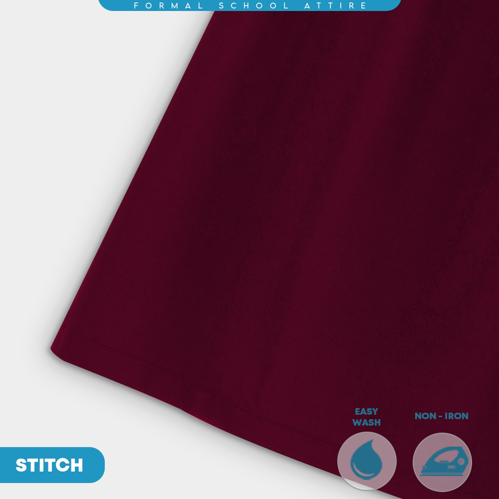 POWER CAT Kain Kurung Sekolah Merun Licin Susun Tepi | Size 26-2XL | Maroon School Uniform Koshibo Kurung Skirt - Image 8