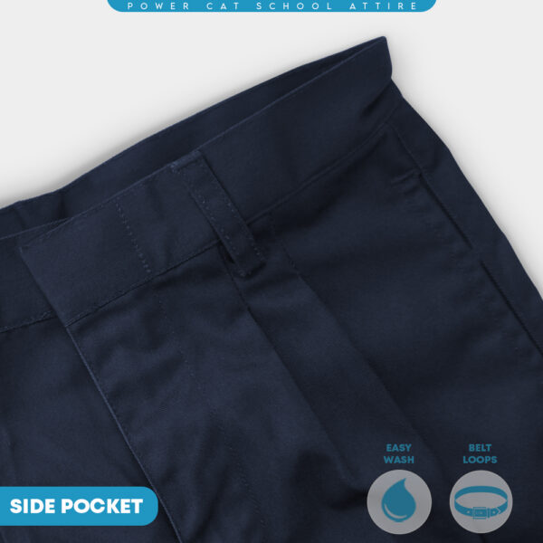 POWER CAT Seluar Pendek Sekolah Biru Gelap SRK | Size M-8XL | Navy Blue School Uniform Short Pants | Seluar Sekolah Rendah Lelaki
