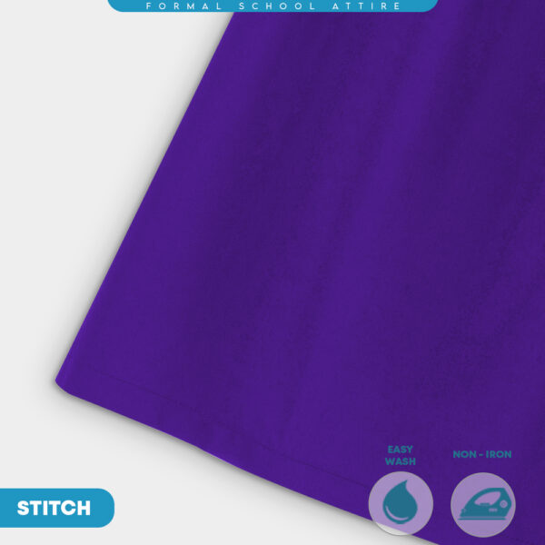 POWER CAT Kain Kurung Sekolah Ungu Licin Susun Tepi | Size 26-2XL | Purple School Uniform Koshibo Kurung Skirt