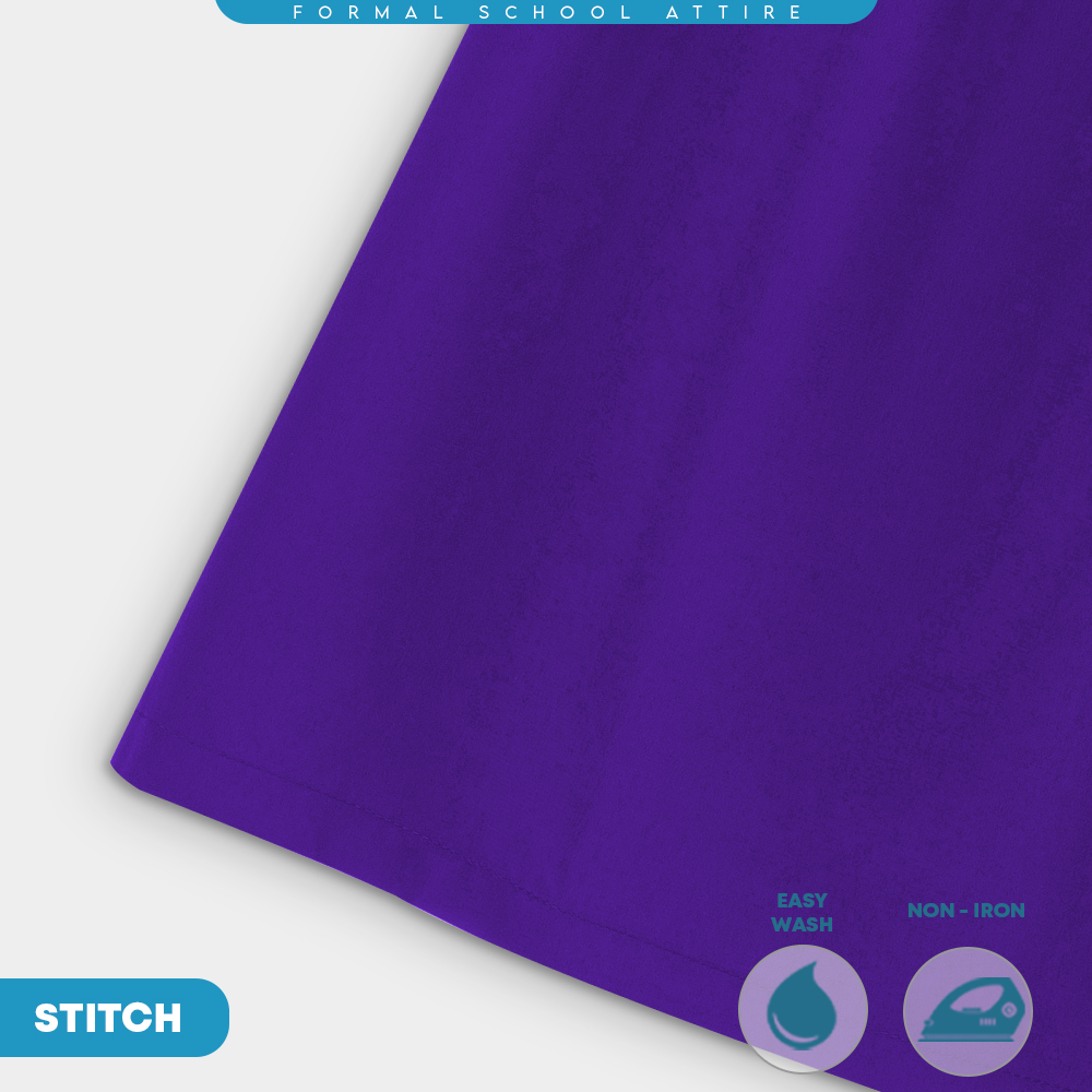 POWER CAT Kain Kurung Sekolah Ungu Licin Susun Tepi | Size 26-2XL | Purple School Uniform Koshibo Kurung Skirt - Image 8