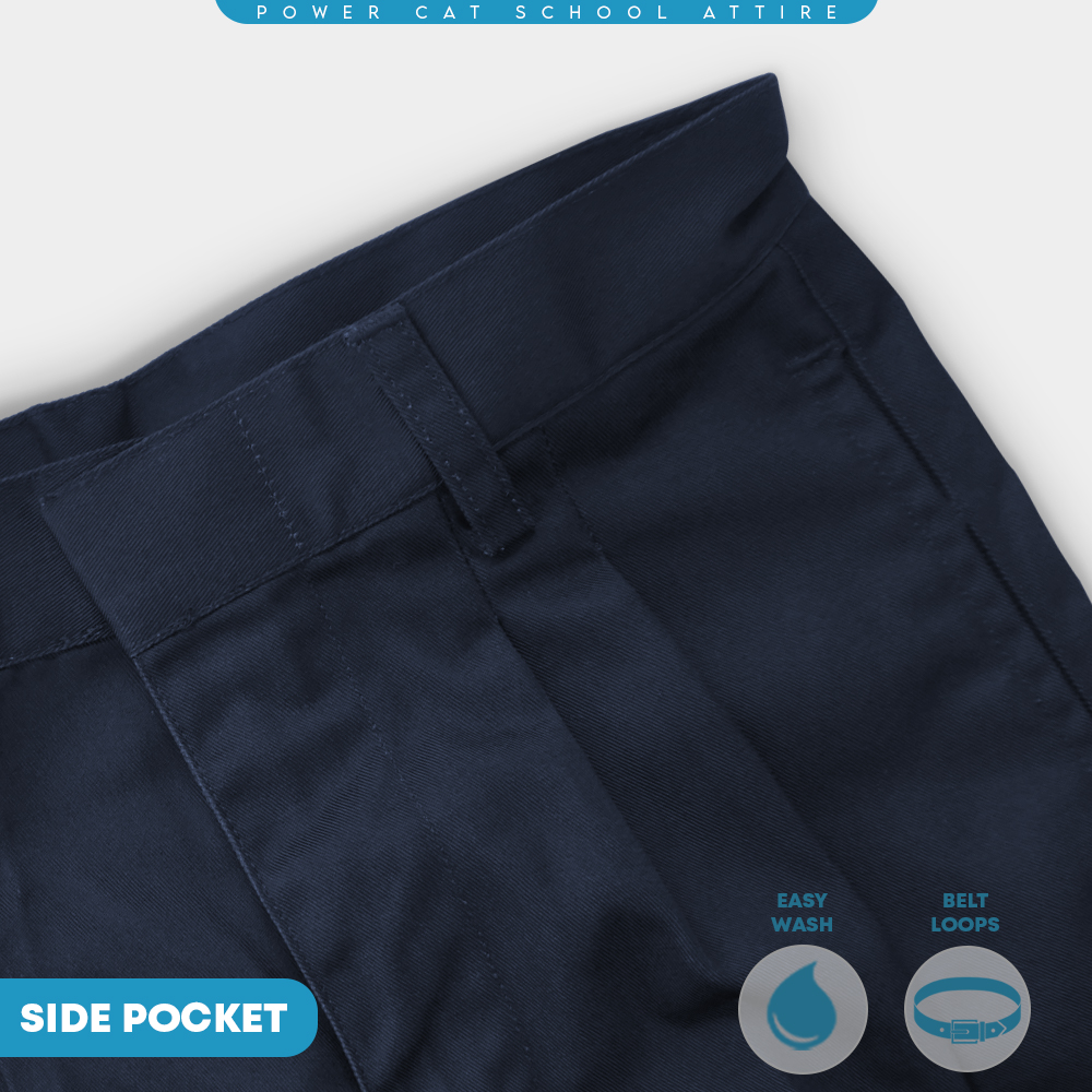 POWER CAT Seluar Pendek Sekolah Biru Gelap SRK | Size M-8XL | Navy Blue School Uniform Short Pants | Seluar Sekolah Rendah Lelaki - Image 8