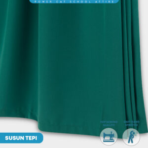 POWER CAT Kain Kurung Sekolah Hijau Agama Koshibo Susun Tepi | Size 22-2XL | Green School Uniform Kurung Skirt - Image 7