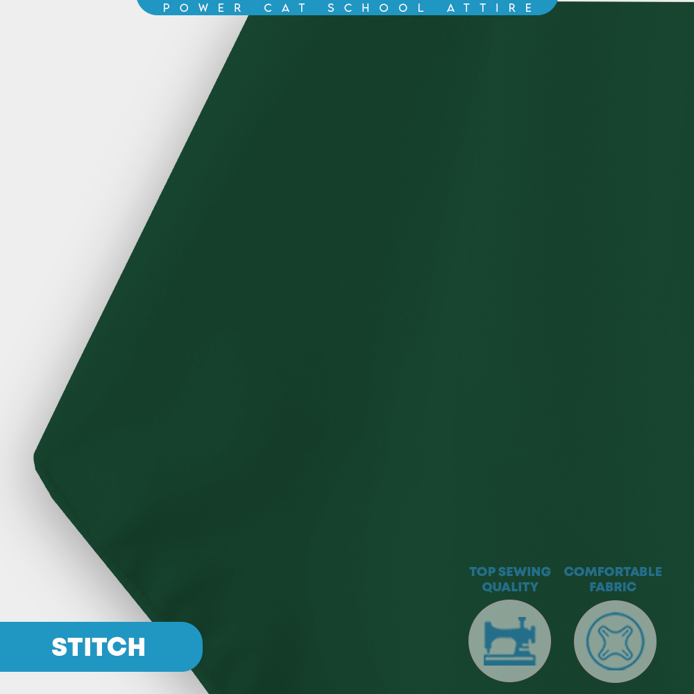 POWER CAT Tudung Sekolah Hijau Tua 2Lapis Licin | Size S-2XL | Emerald Green Koshibo School Uniform Tudung
