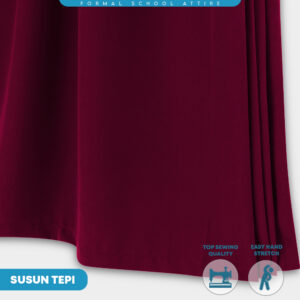 POWER CAT Kain Kurung Sekolah Merun Licin Susun Tepi | Size 26-2XL | Maroon School Uniform Koshibo Kurung Skirt - Image 7