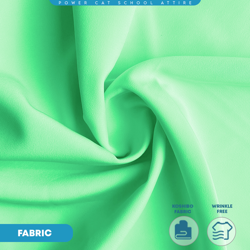POWER CAT Tudung Sekolah Hijau Muda 2Lapis Licin | Size S-2XL | Green Koshibo School Uniform Tudung