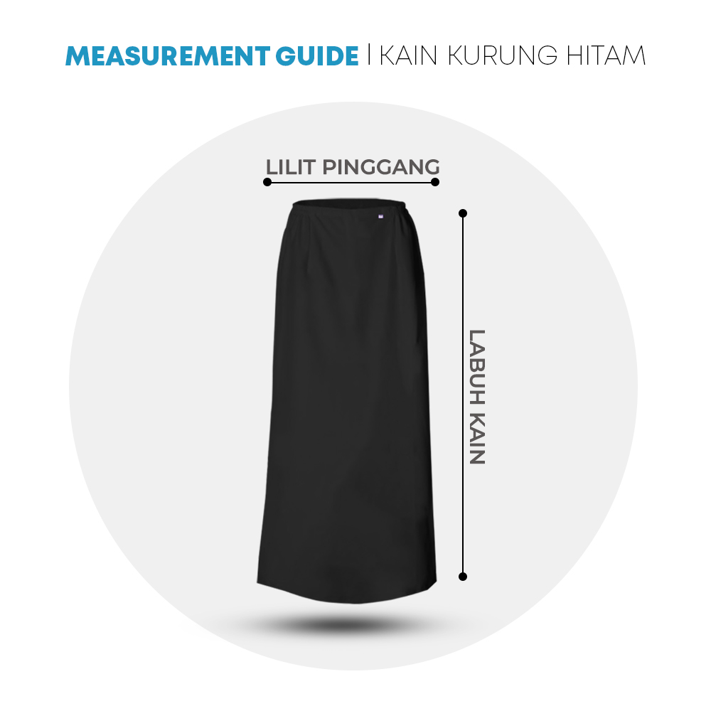 POWER CAT Kain Kurung Sekolah Hitam Koshibo Susun Belakang | Size 28-3XL | Black School Uniform Kurung Skirt with Zip - Image 2
