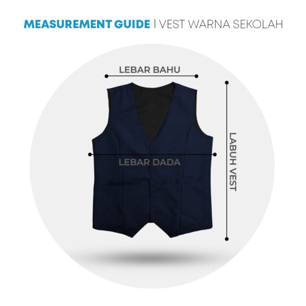 POWER CAT Vest Sekolah Biru Gelap | Size S-6XL | Navy Blue School Uniform Vest