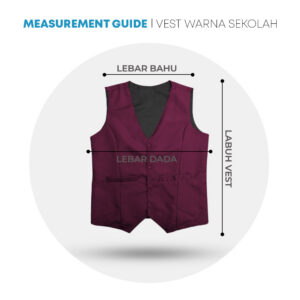 POWER CAT Vest Sekolah Merun | Size S-6XL | Maroon School Uniform Vest - Image 2