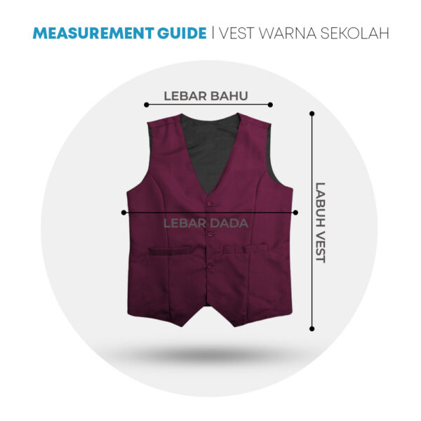 POWER CAT Vest Sekolah Merun | Size S-6XL | Maroon School Uniform Vest