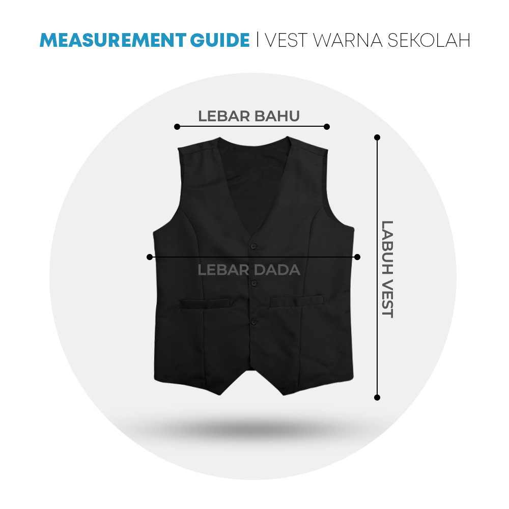 POWER CAT Vest Sekolah Hitam | Size S-6XL | Black School Uniform Vest - Image 2
