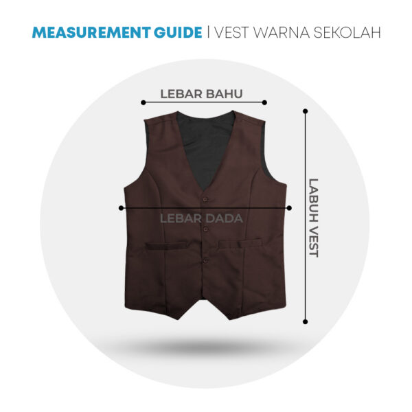 POWER CAT Vest Sekolah Coklat | Size S-6XL | Brown School Uniform Vest
