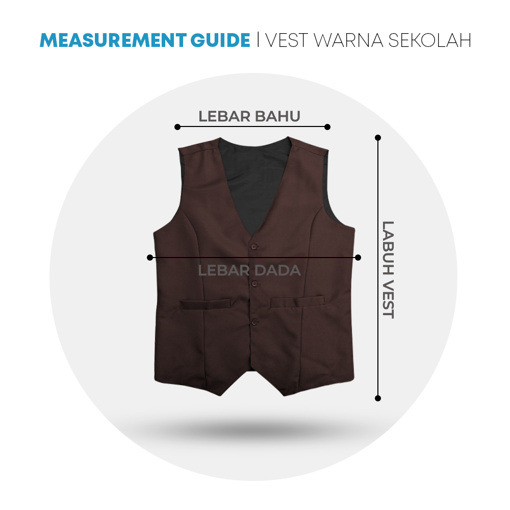 POWER CAT Vest Sekolah Coklat | Size S-6XL | Brown School Uniform Vest - Image 2