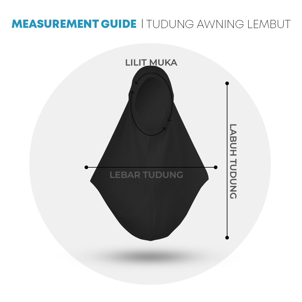 POWER CAT Tudung Sekolah Hitam Selapis Owning Lembut | Size XS-L | Black Colour School Uniform Tudung One Layer