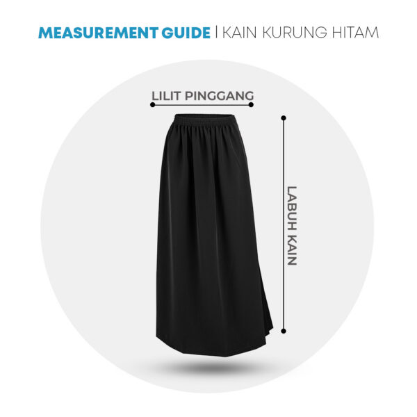 POWER CAT Kain Kurung Sekolah Hitam Licin Susun Tepi | Size 26-2XL | Black School Uniform Koshibo Kurung Skirt