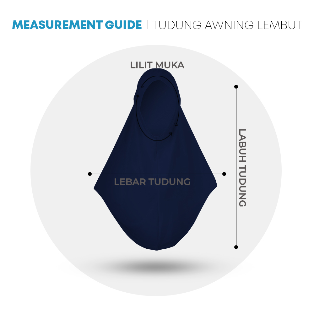 POWER CAT Tudung Sekolah Biru Gelap Selapis Owning Lembut | Size XS-L | Navy Blue Colour School Uniform Tudung One Layer