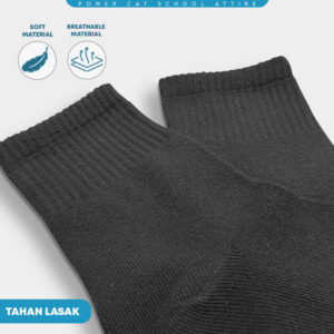 POWER CAT Premium Stoking Sekolah Hitam Panjang Tebal | Size S-2XL | School Uniform Long Black Socks (Thicker) - Image 3