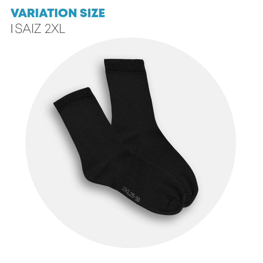 POWER CAT Premium Stoking Sekolah Hitam Pendek Tebal | Size S-2XL | School Uniform Short Black Socks (Thicker)
